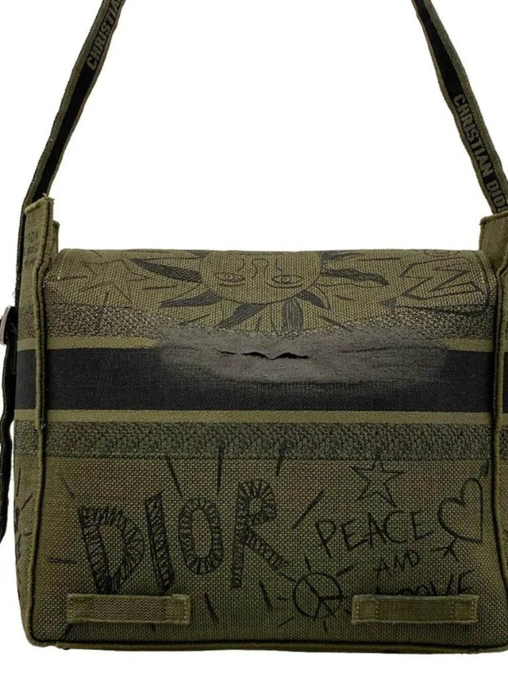 DIOR/ChristianDior Diorcamp - Khaki Black Jacquard Shoulder Bag - Picture 3 of 15